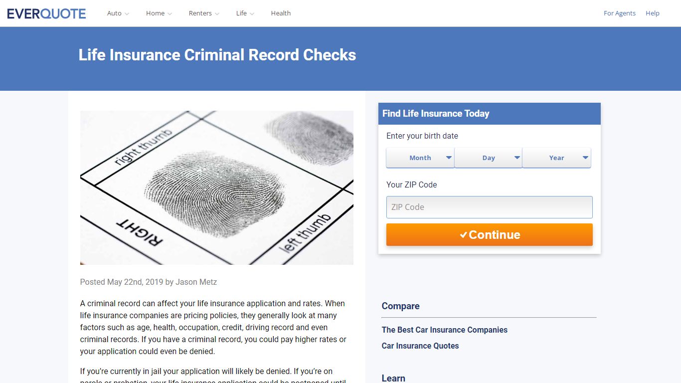 Life Insurance Criminal Record Checks - EverQuote