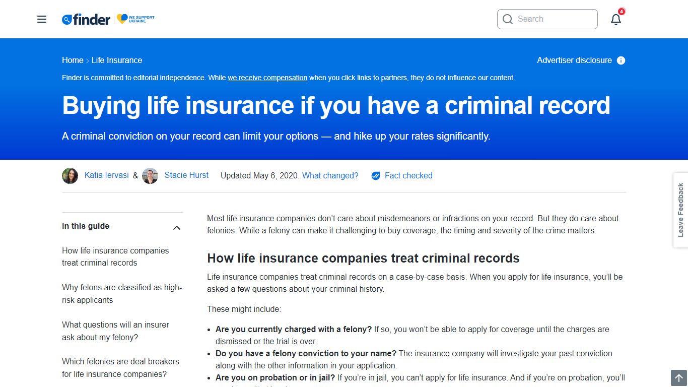 Buying life insurance if you have a criminal record - finder CA