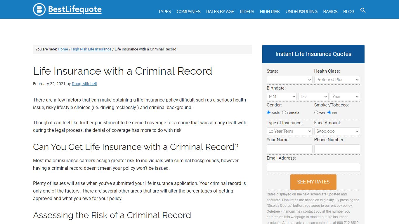 Life Insurance With A Criminal Record Or History | You Can Get Coverage